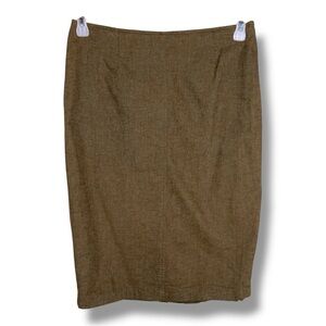 Size 8 Vintage Ivy Olive Green Linen Blend Pencil Skirt Lightweight Breathable